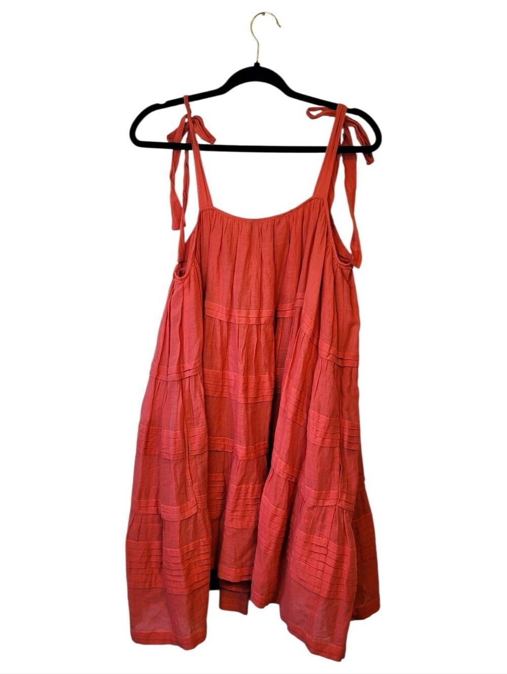 Seema Kahai Women’s Rust Tie-Shoulder Tiered Cotton Sundress Size XS - Picture 2 of 5